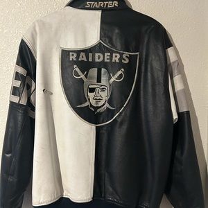 Raiders NFL leather jacket by starter Vintage 80’s 90’s oakland las vegas la